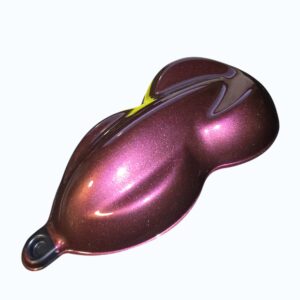 Shimmering chameleon purple gold paint swatch angled