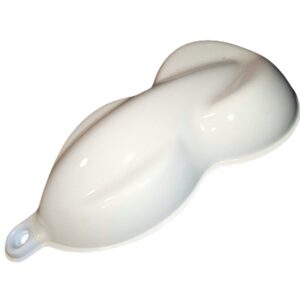 Angled glossy white paint sample with hole