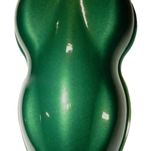 Glossy pearlescent forest green coating on model